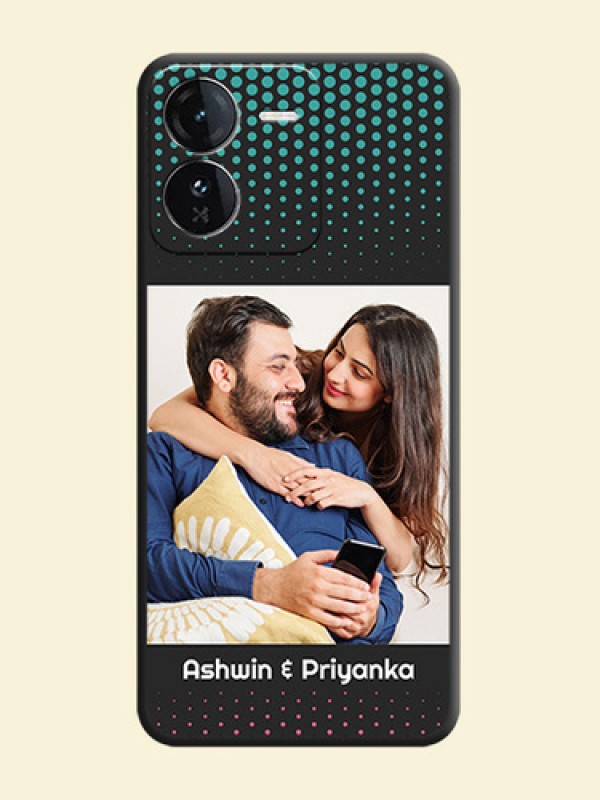 Faded Dots with Grunge Photo Frame and Text On Space Black Custom Soft Matte Mobile Back Cover - iQOO Z9 5G