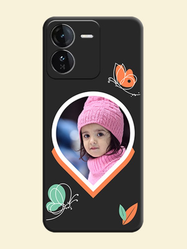 Upload Pic With Simple Butterly Design On Space Black Custom Soft Matte Mobile Back Cover - iQOO Z9 5G