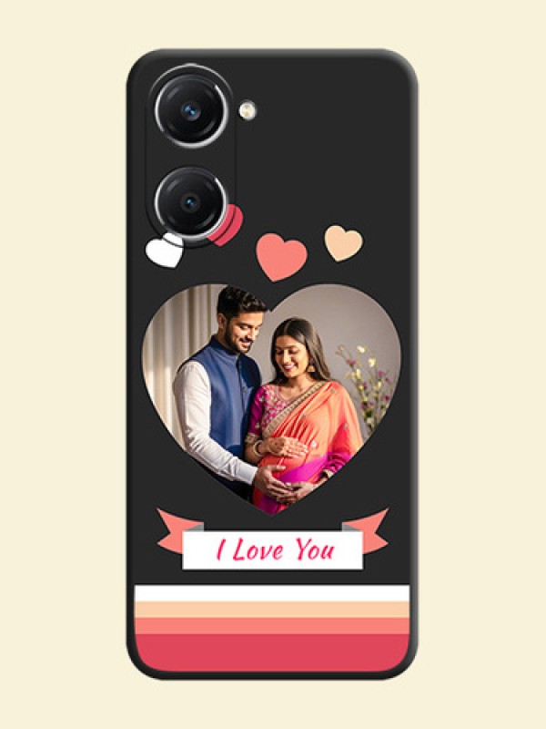 Love Shaped Photo with Colorful Stripes On Space Black Custom Soft Matte Mobile Back Cover - iQOO Z9 Lite 5G