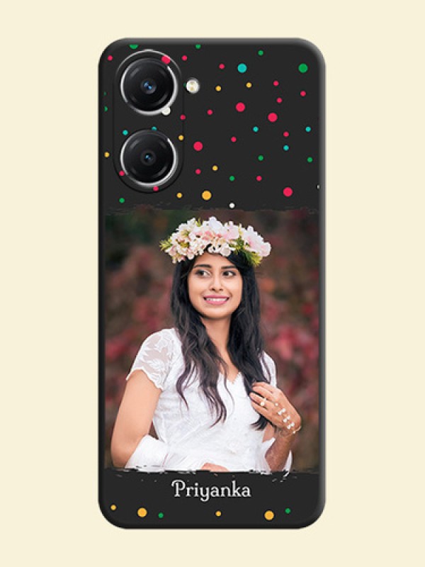 Multicolor Dotted Pattern with Text On Space Black Custom Soft Matte Mobile Back Cover - iQOO Z9 Lite 5G