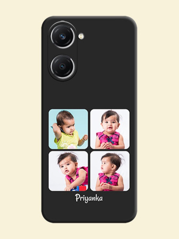 Floral Art with 6 Image Holder on Photo On Space Black Custom Soft Matte Mobile Back Cover - iQOO Z9 Lite 5G