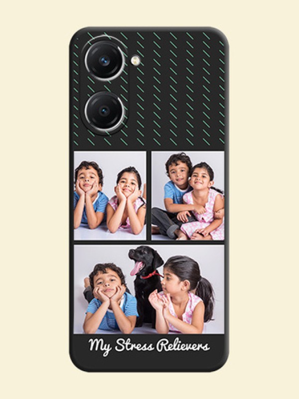 Cross Dotted Pattern with 2 Image Holder On Space Black Custom Soft Matte Mobile Back Cover - iQOO Z9 Lite 5G