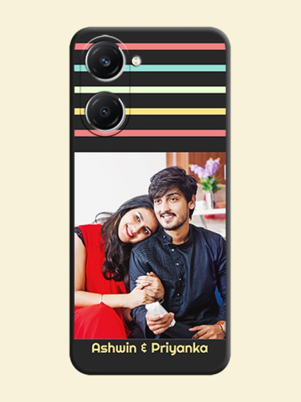 Color Stripes with Photo and Text on Photo On Space Black Custom Soft Matte Mobile Back Cover - iQOO Z9 Lite 5G