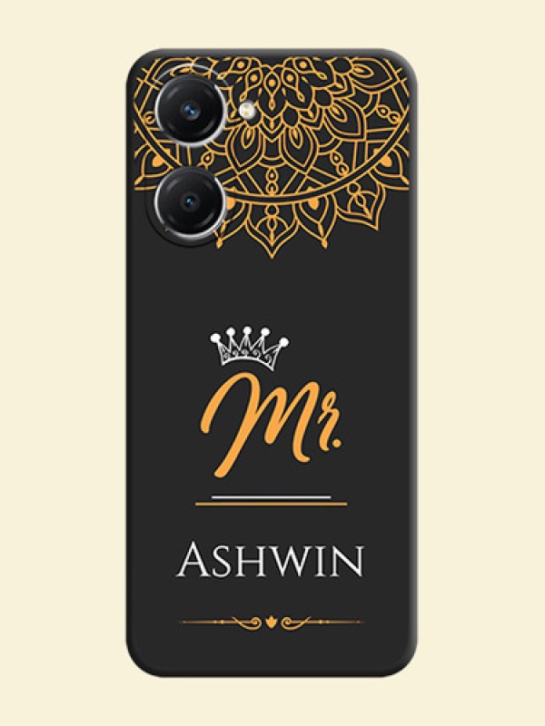 Mr Name with Floral Design On Space Black Custom Soft Matte Mobile Back Cover - iQOO Z9 Lite 5G