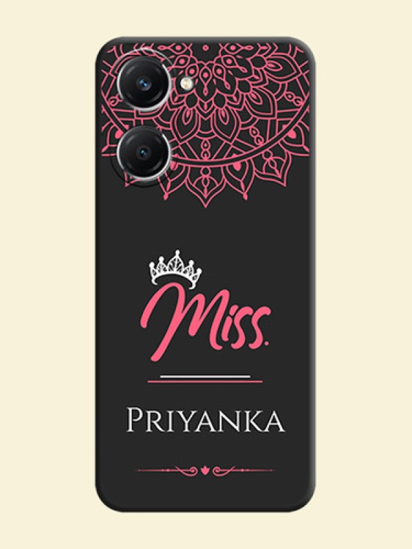 Mrs Name with Floral Design On Space Black Custom Soft Matte Mobile Back Cover - iQOO Z9 Lite 5G