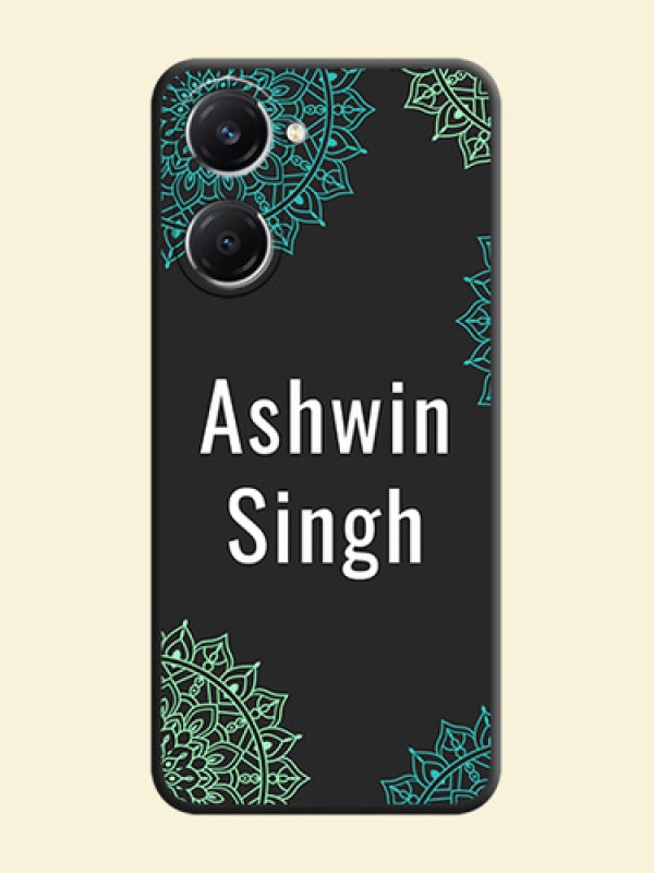 Your Name with Floral Design On Space Black Custom Soft Matte Mobile Back Cover - iQOO Z9 Lite 5G