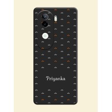 Simple Pattern With Custom Text On Space Black Custom Soft Matte Mobile Back Cover - iQOO Z9s 5G