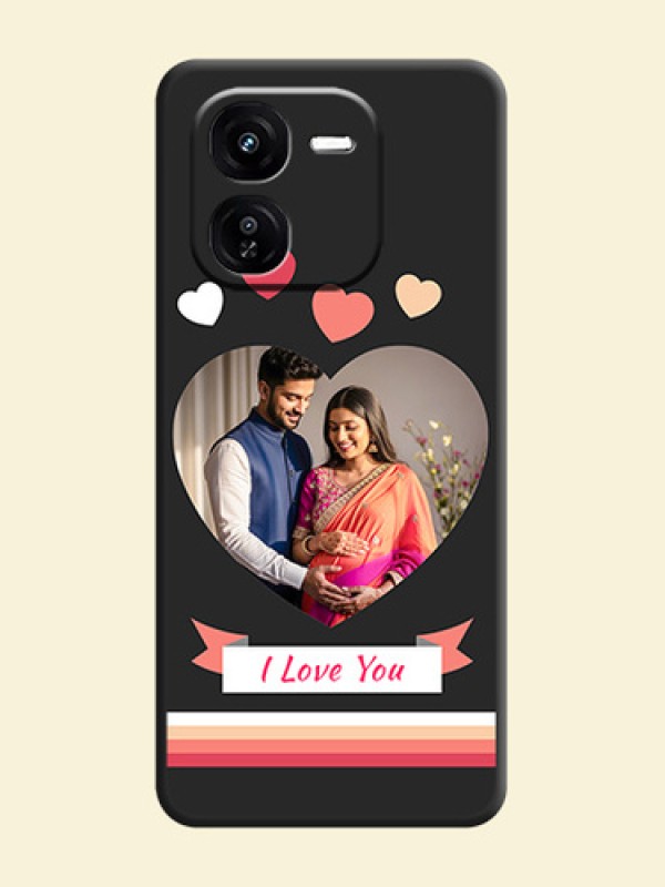 Love Shaped Photo with Colorful Stripes On Space Black Custom Soft Matte Mobile Back Cover - iQOO Z9X 5G