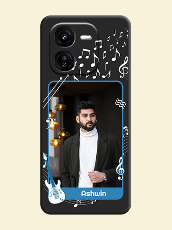 Musical Theme Design with Text on Photo On Space Black Custom Soft Matte Mobile Back Cover - iQOO Z9X 5G