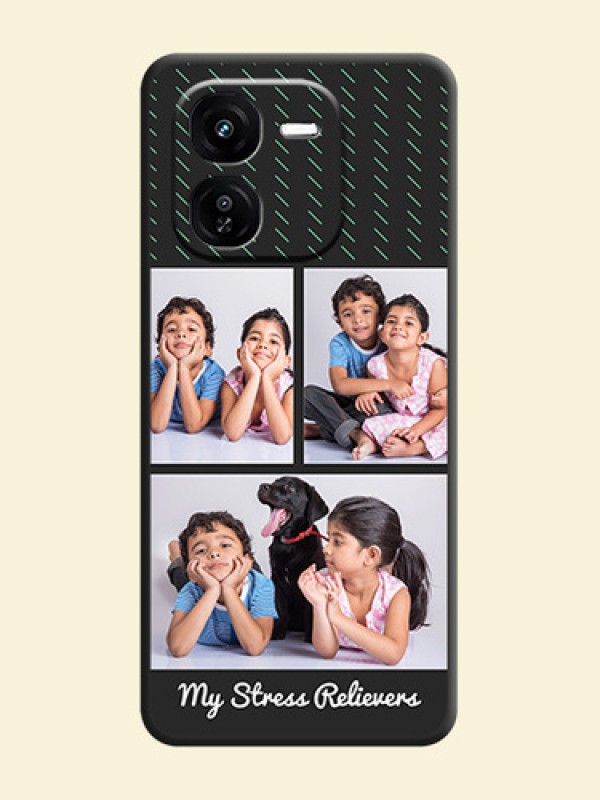 Cross Dotted Pattern with 2 Image Holder On Space Black Custom Soft Matte Mobile Back Cover - iQOO Z9X 5G