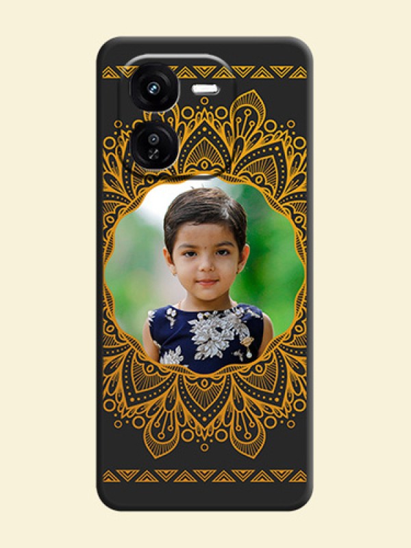 Round Image with Floral Design On Space Black Custom Soft Matte Mobile Back Cover - iQOO Z9X 5G