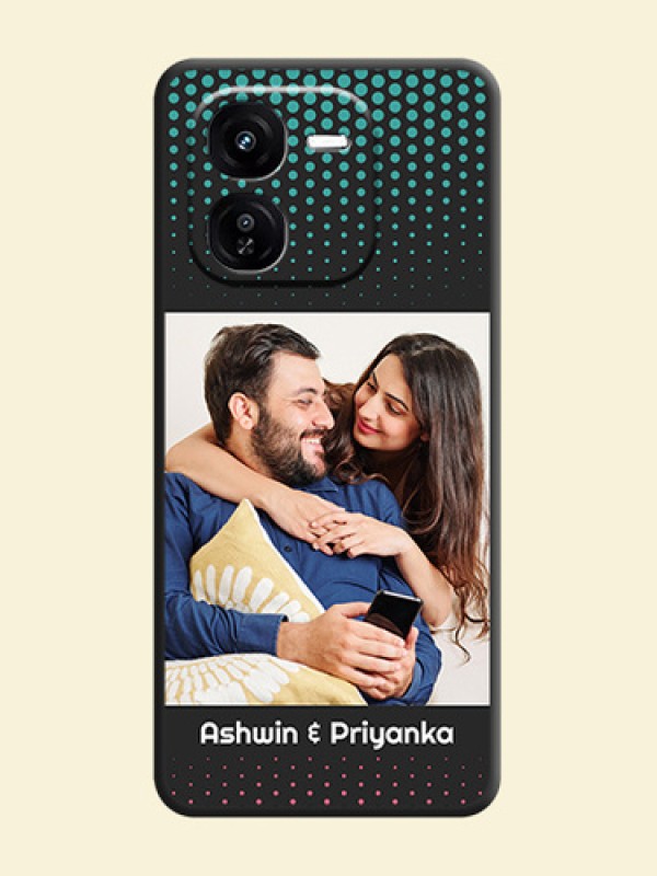 Faded Dots with Grunge Photo Frame and Text On Space Black Custom Soft Matte Mobile Back Cover - iQOO Z9X 5G