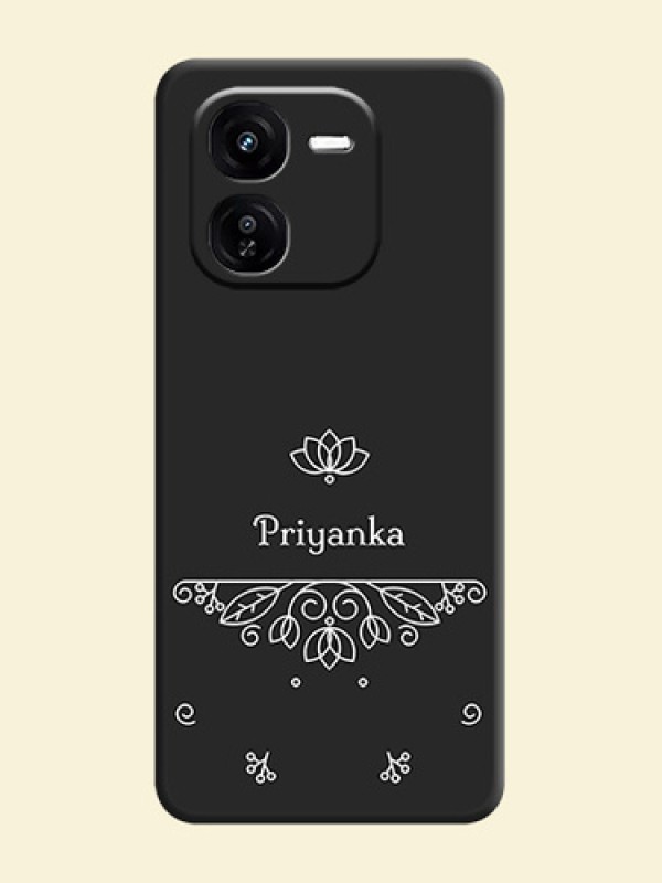 Lotus Garden Custom Text On Space Black Custom Soft Matte Mobile Back Cover - iQOO Z9X 5G