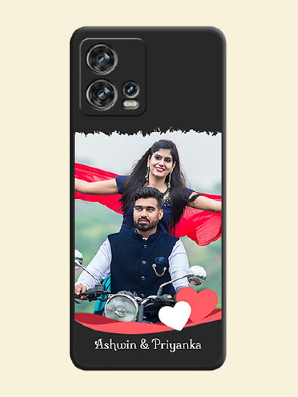 Pin Color Love Shaped Ribbon Design with Text on Space Black Custom Soft Matte Phone Back Cover - Motorola Edge 30 Fusion