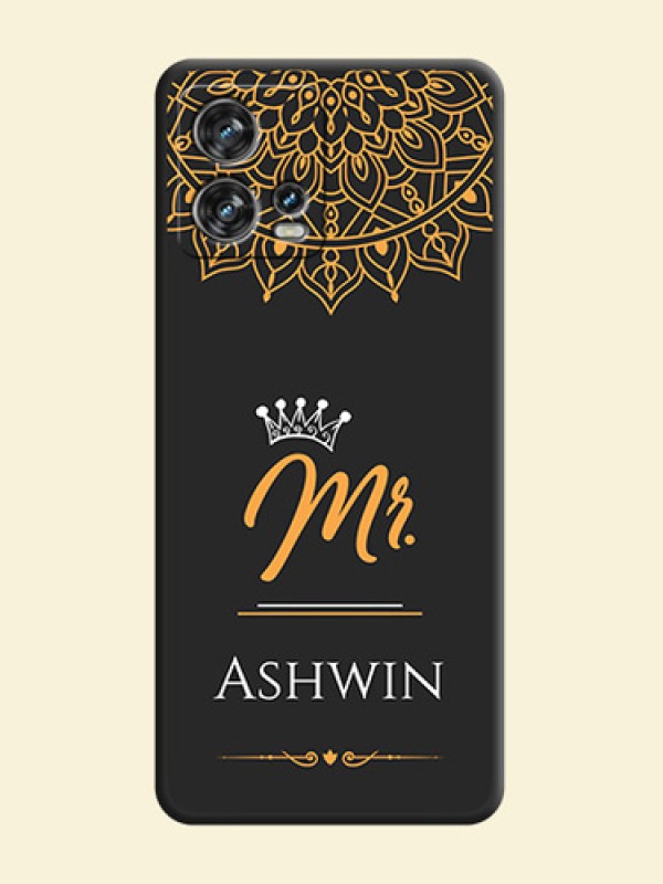 Mr Name with Floral Design  on Personalised Space Black Soft Matte Cases - Motorola Edge 30 Fusion