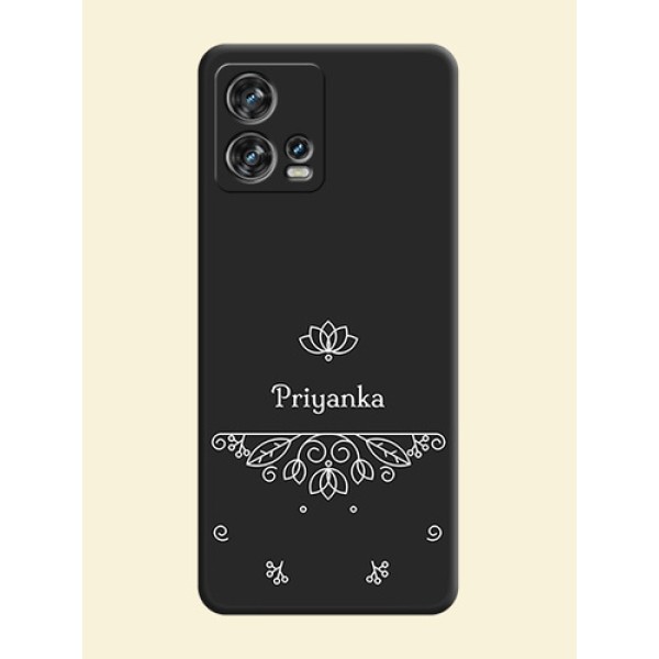 Lotus Garden Custom Text On Space Black Personalized Soft Matte Phone Covers -Motorola Edge 30 Fusion