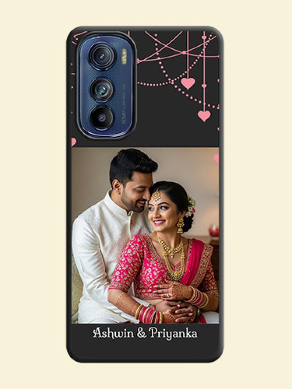 Pink Love Hangings with Text on Space Black Custom Soft Matte Back Cover - Motorola Edge 30