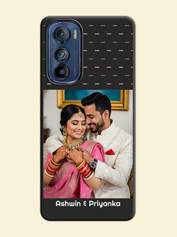 Line Pattern Design with Text on Space Black Custom Soft Matte Phone Back Cover - Motorola Edge 30
