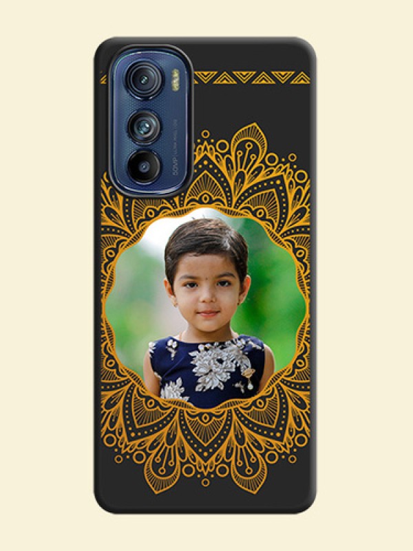 Round Image with Floral Design on Photo on Space Black Soft Matte Mobile Cover - Motorola Edge 30