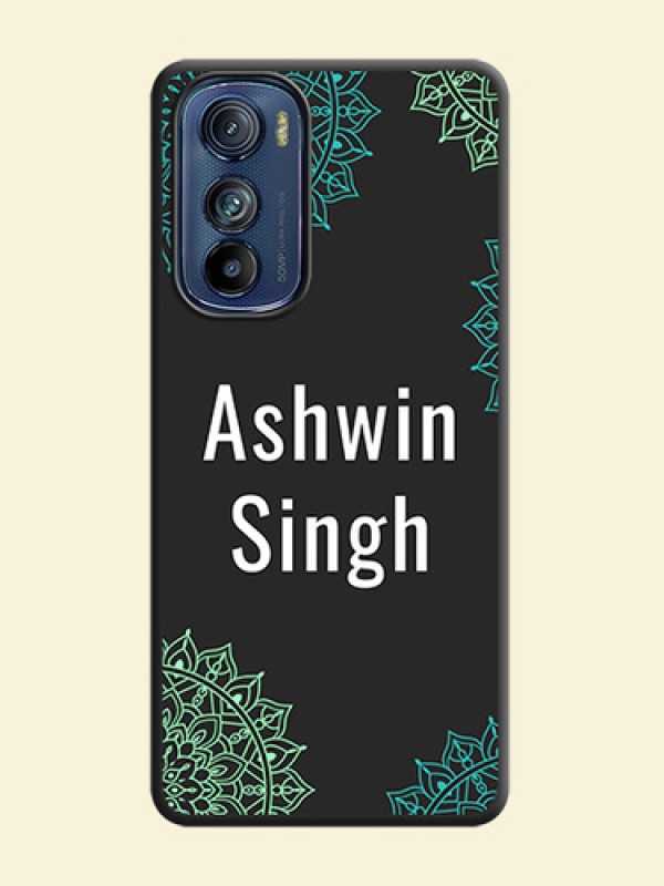 Your Name with Floral Design on Space Black Custom Soft Matte Back Cover - Motorola Edge 30