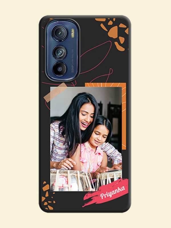Orange Photo Frame on Space Black Custom Soft Matte Phone Back Cover - Motorola Edge 30