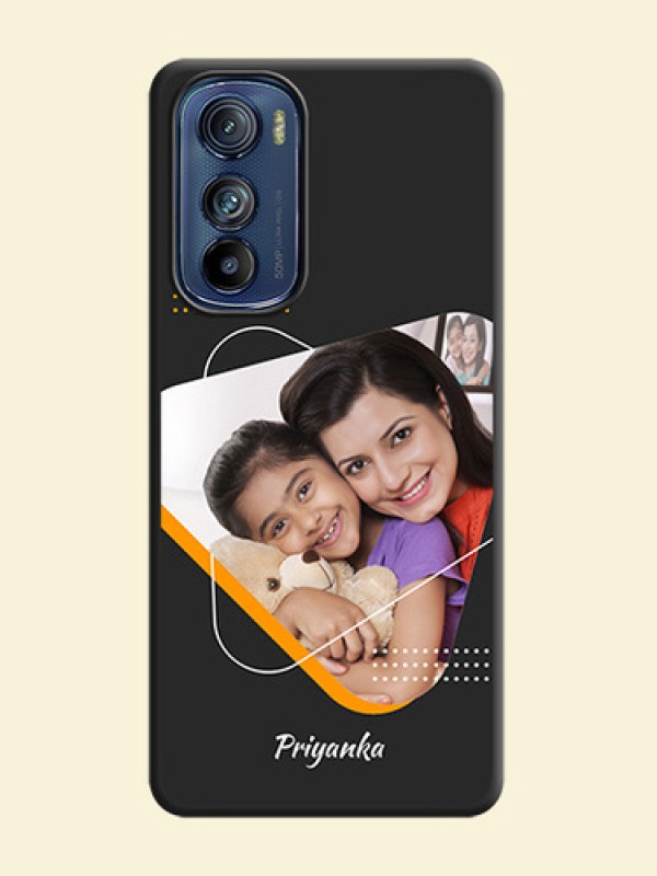 Yellow Triangle on Photo on Space Black Soft Matte Phone Cover - Motorola Edge 30