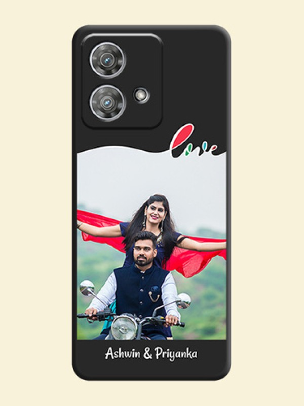 Fall in Love Pattern with Picture on Photo On Space Black Custom Soft Matte Mobile Back Cover - Motorola Edge 40 Neo