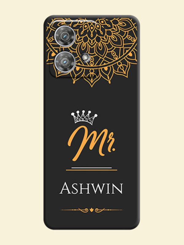 Mr Name with Floral Design On Space Black Custom Soft Matte Mobile Back Cover - Motorola Edge 40 Neo
