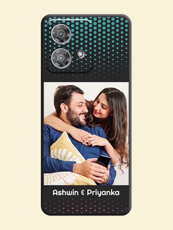 Faded Dots with Grunge Photo Frame and Text On Space Black Custom Soft Matte Mobile Back Cover - Motorola Edge 40 Neo