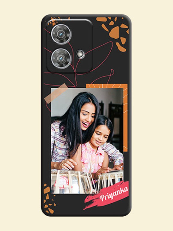 Orange Photo Frame On Space Black Custom Soft Matte Mobile Back Cover - Motorola Edge 40 Neo