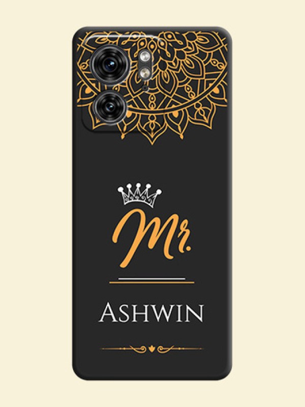 Mr Name with Floral Design on Personalised Space Black Soft Matte Cases - Edge 40