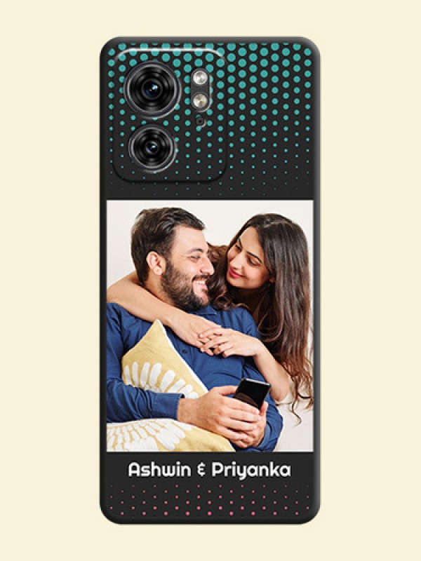 Faded Dots with Grunge Photo Frame and Text on Space Black Custom Soft Matte Phone Cases - Edge 40