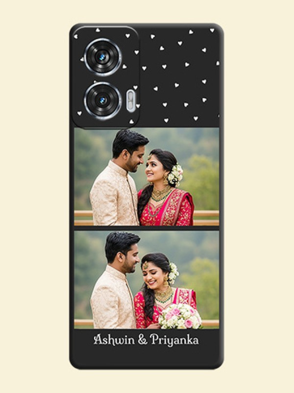 Miniature Love Symbols with Name On Space Black Custom Soft Matte Mobile Back Cover - Motorola Edge 50 Fusion