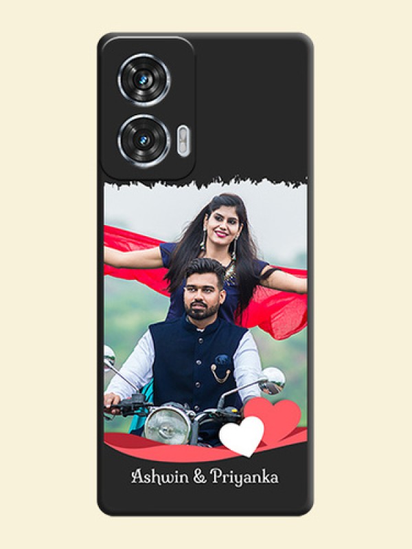 Pin Color Love Shaped Ribbon Design with Text On Space Black Custom Soft Matte Mobile Back Cover - Motorola Edge 50 Fusion