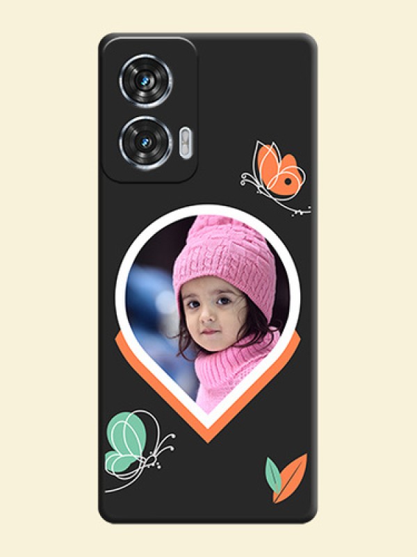 Upload Pic With Simple Butterly Design On Space Black Custom Soft Matte Mobile Back Cover - Motorola Edge 50 Fusion
