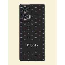 Simple Pattern With Custom Text On Space Black Custom Soft Matte Mobile Back Cover - Motorola Edge 50 Fusion