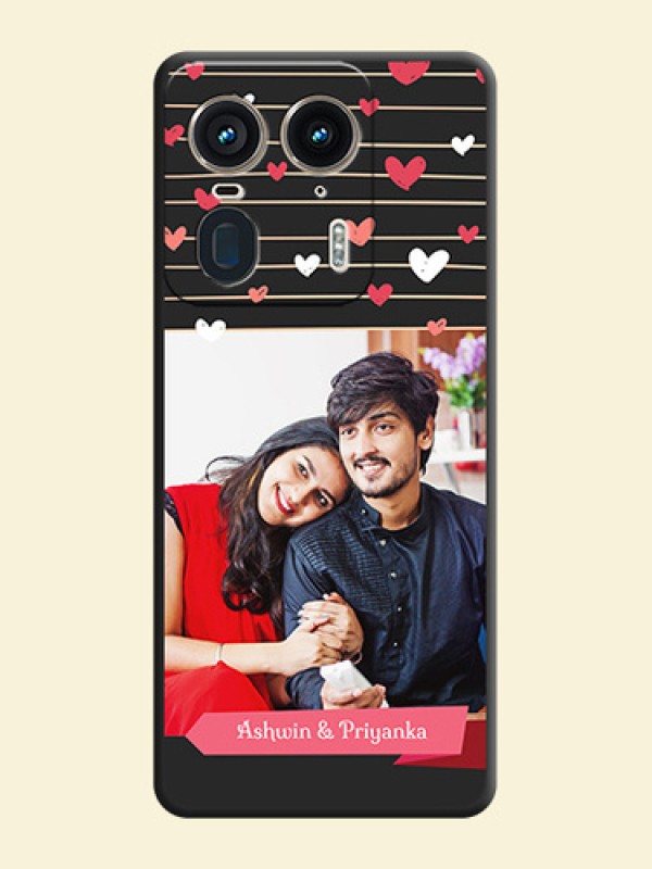 Love Pattern with Name on Pink Ribbon on Photo On Space Black Custom Soft Matte Mobile Back Cover - Motorola Edge 50 Ultra 5G
