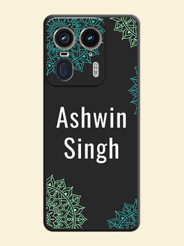 Your Name with Floral Design On Space Black Custom Soft Matte Mobile Back Cover - Motorola Edge 50 Ultra 5G