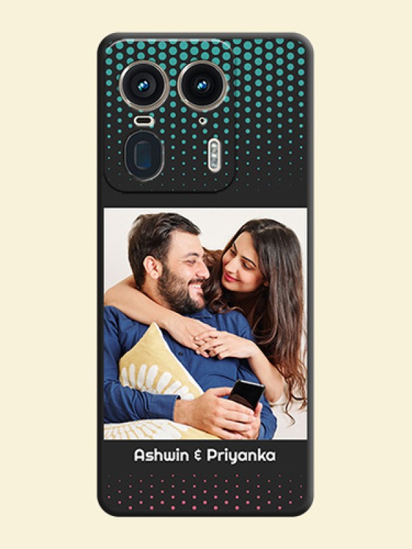 Faded Dots with Grunge Photo Frame and Text On Space Black Custom Soft Matte Mobile Back Cover - Motorola Edge 50 Ultra 5G