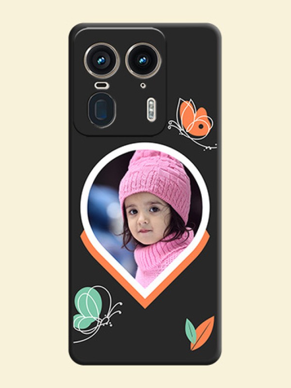 Upload Pic With Simple Butterly Design On Space Black Custom Soft Matte Mobile Back Cover - Motorola Edge 50 Ultra 5G