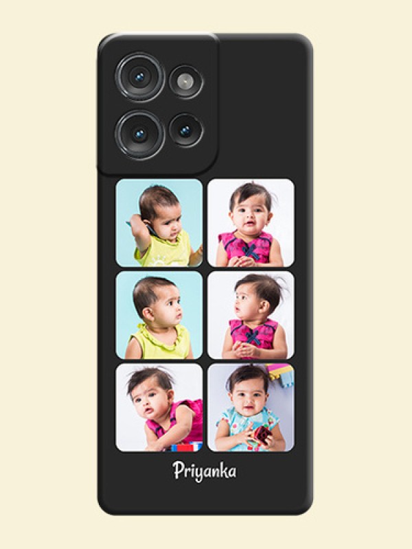 Floral Art with 6 Image Holder on Photo On Space Black Custom Soft Matte Mobile Back Cover - Motorola Edge 50
