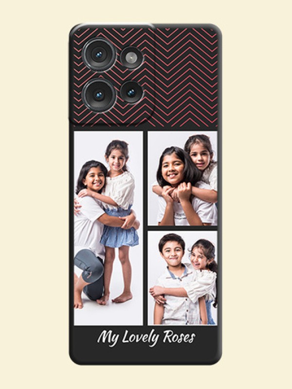 Wave Pattern with 3 Image Holder On Space Black Custom Soft Matte Mobile Back Cover - Motorola Edge 50