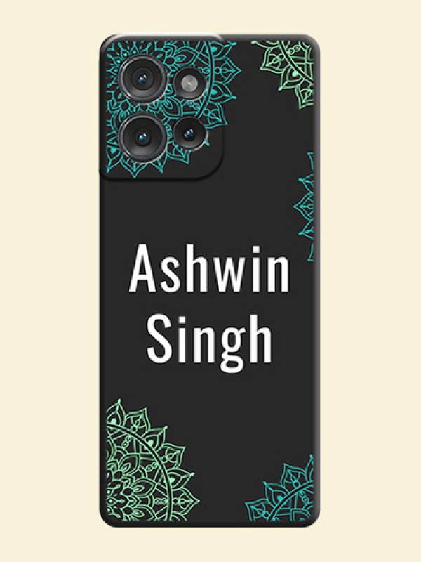 Your Name with Floral Design On Space Black Custom Soft Matte Mobile Back Cover - Motorola Edge 50