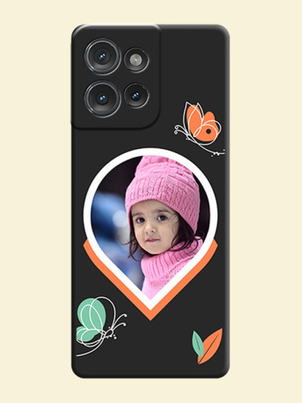 Upload Pic With Simple Butterly Design On Space Black Custom Soft Matte Mobile Back Cover - Motorola Edge 50