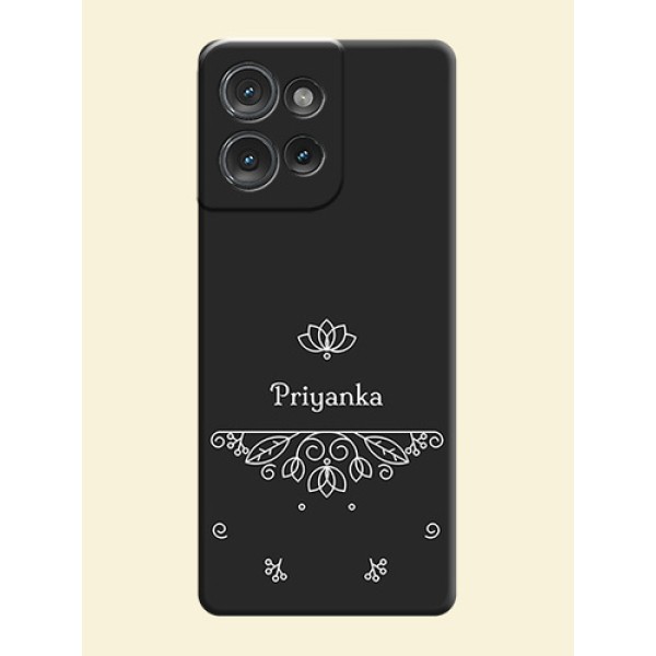 Lotus Garden Custom Text On Space Black Custom Soft Matte Mobile Back Cover - Motorola Edge 50 Lotus Garden Custom Text On Space Black Custom Soft Matte Mobile Back Cover - Motorola Edge 50