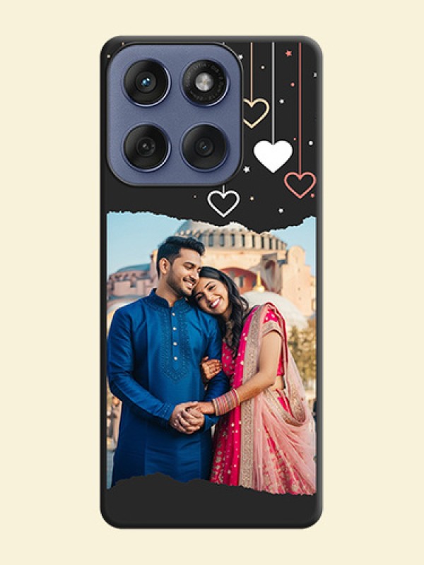 Love Hangings with Splash Wave Picture On Space Black Custom Soft Matte Mobile Back Cover - Motorola Edge 60 Fusion