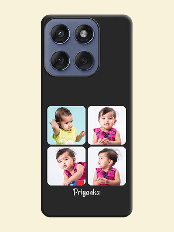 Floral Art with 6 Image Holder on Photo On Space Black Custom Soft Matte Mobile Back Cover - Motorola Edge 60 Fusion