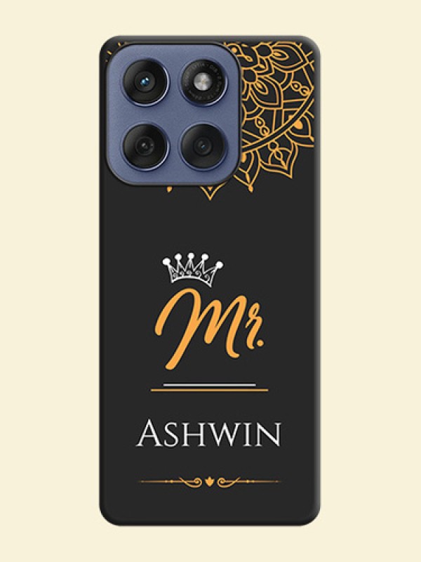 Mr Name with Floral Design On Space Black Custom Soft Matte Mobile Back Cover - Motorola Edge 60 Fusion
