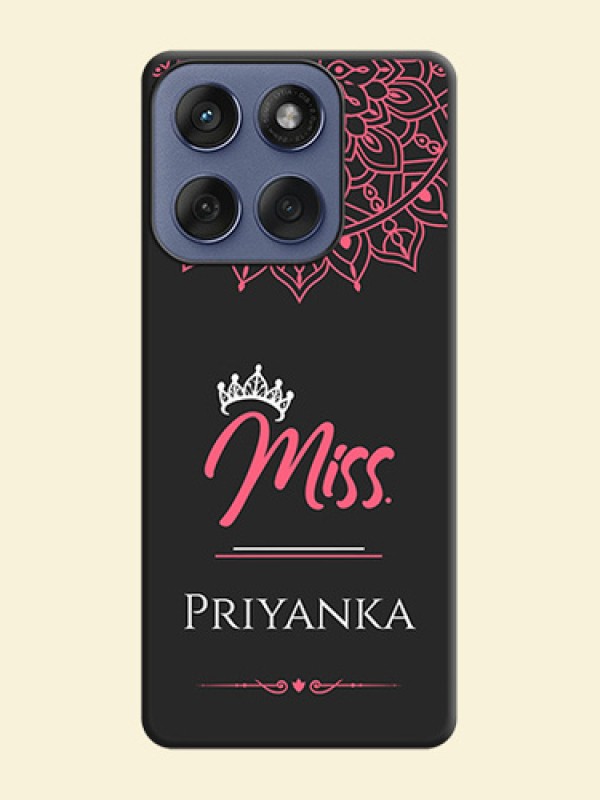 Mrs Name with Floral Design On Space Black Custom Soft Matte Mobile Back Cover - Motorola Edge 60 Fusion