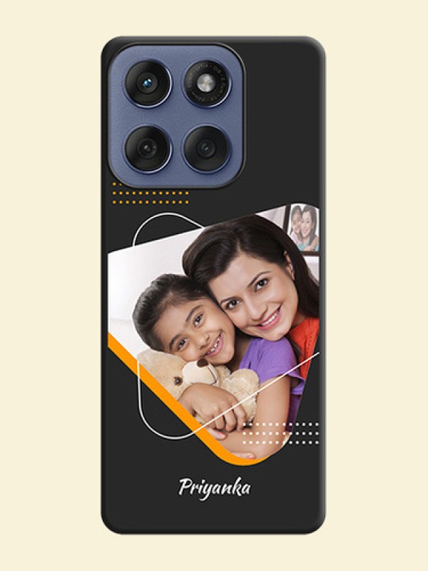 Yellow Triangle on Photo On Space Black Custom Soft Matte Mobile Back Cover - Motorola Edge 60 Fusion